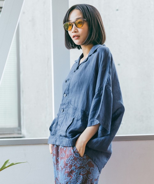ブラウス シャツ ラミーシアーワークシャツジャケット レディースの画像
