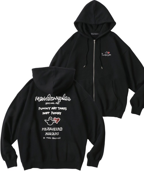 SESSIONS Mark Gonzales ハーフジップ パーカー ブラック Mark Gonzales（マークゴンザレス） ジップアップパーカー M ブラック