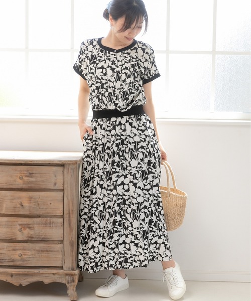 「PREFERIR」 半袖ワンピース MEDIUM ネイビー レディース_画像3