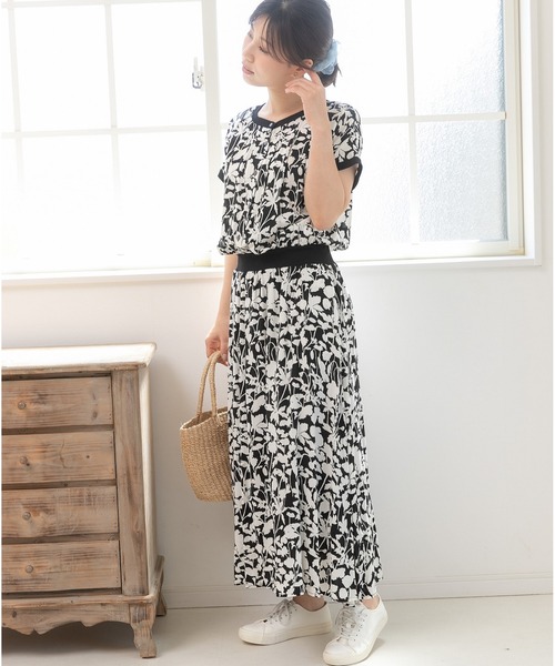 「PREFERIR」 半袖ワンピース MEDIUM ネイビー レディース_画像5