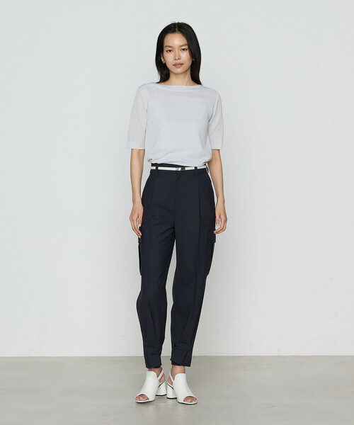 「COMME CA」 半袖ニット 11号 グリーン レディース_画像2