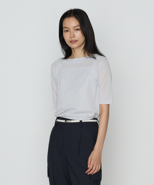 「COMME CA」 半袖ニット 11号 グリーン レディース_画像4