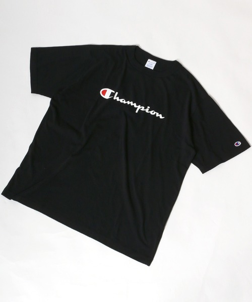 Champion（チャンピオン） tシャツ スプリクトロゴ 袖ワッペンTシャツ