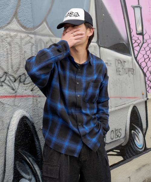 T&C Surf Designs オンブレ チェック ネルシャツ ブルー L T&C Surf Designs オンブレ チェック ネルシャツ ブルー L