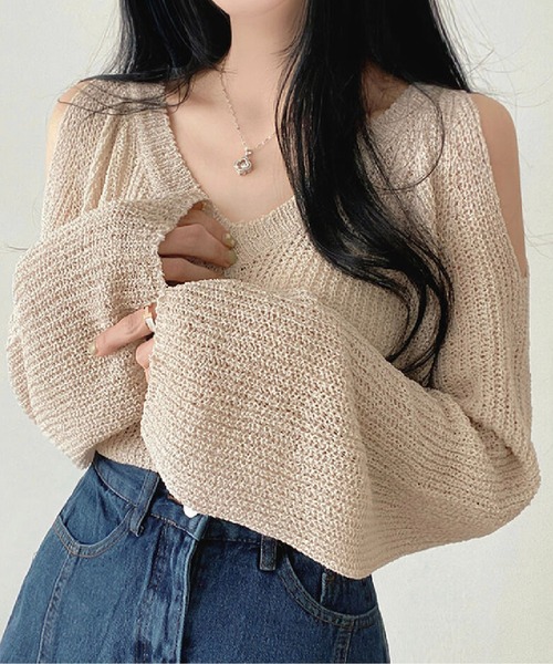 ニット オフショルダーシアーニット レディース : 75611050 : ZOZOTOWN 