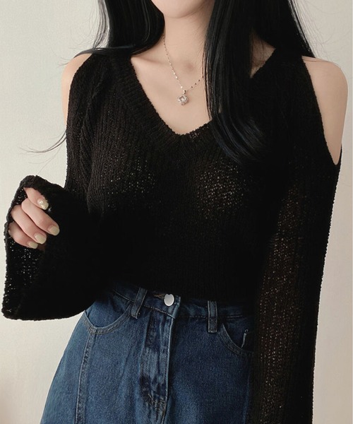 ニット オフショルダーシアーニット レディース : 75611050 : ZOZOTOWN 