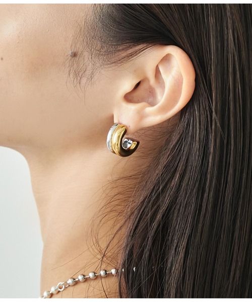 ピアス　No.5495 ANAP（アナップ） ピアス ツートンバイカラーフープピアス レディース