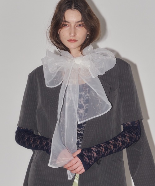 ジャンク品　VALENTINO　ワンピース　レース　リボンチョーカー　ボウタイ VALENTINO ワンピース レース リボンチョーカー ボウタイ付き S