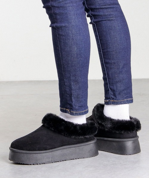 Dedes（デデス） ブーツ 厚底 ファースリッポン ムートンショート