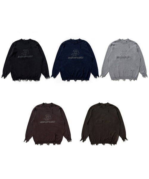 MASONPRINCE セーター ニット オーバーサイズ ダメージ加工 シンプル 