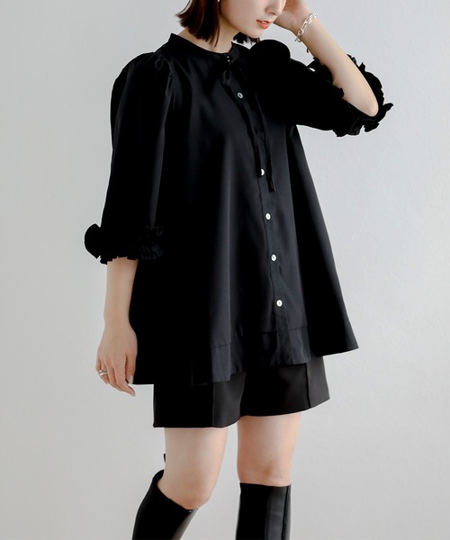 Fit more（フィットモア） ブラウス シャツ ボリュームフリルスリーブ