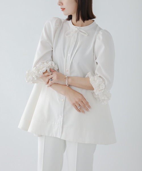 Fit more（フィットモア） ブラウス シャツ ボリュームフリルスリーブ