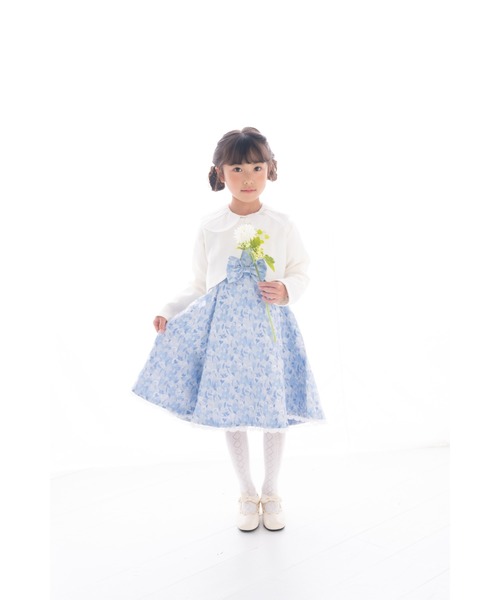 120 nino フラワージャガードワンピースカーディガンセット入学