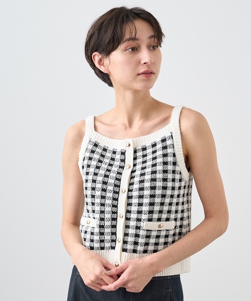 ニット セーター ギンガムブークレキャミ レディース ANAYI ニット セーター ギンガムブークレキャミ レディース