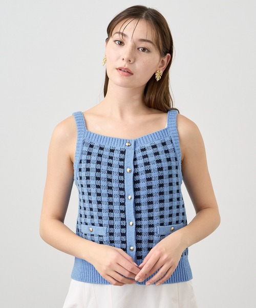 ニット セーター ギンガムブークレキャミ レディース ANAYI ニット セーター ギンガムブークレキャミ レディース