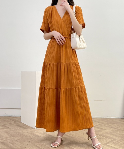 ABITOKYO ワンピース カシュクールワッシャーティアードロング