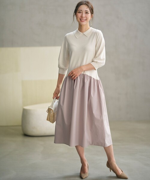 渋谷rokuで購入。THEHINOKI ワンピース 1枚で即完成！][低身長/高身長サイズ有]フレンチスリーブ