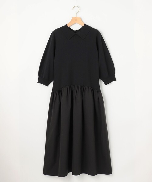 組曲（KUMIKYOKU） ワンピース 襟付きドッキング ニットワンピース