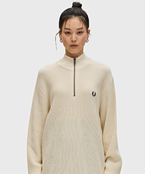 FRED PERRY フレッドペリー ジッパーセーター 新品未使用　サイズＳ FRED PERRY（フレッドペリー） セーター ニット Waffle Stitch Half