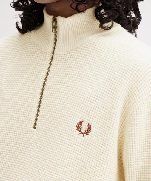 大幅値下げ　FRED PERRY ジップアップ セーター 楽天市場】25年秋新作 FRED PERRY/フレッドペリー WAFFLE STITCH HALF
