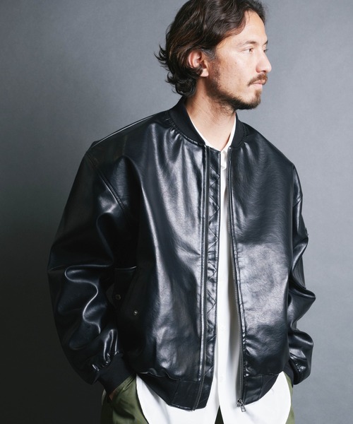Magine マージン ライダースジャケット レザージャケット 美品 アウター セール】【SELECT】IR:SYNTHETIC LEATHER MA-1 JKT
