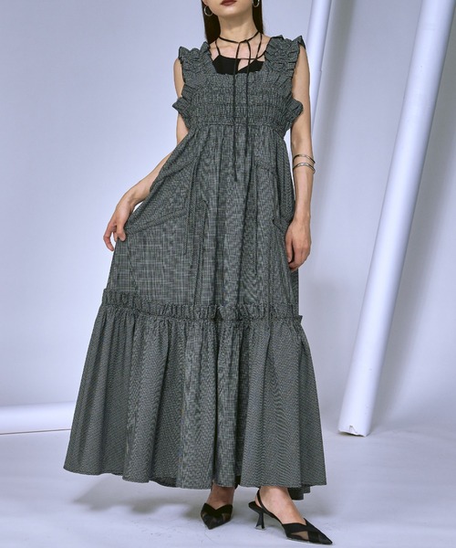 Ezick ワンピース Many ribbon ティアードボリュームワンピース