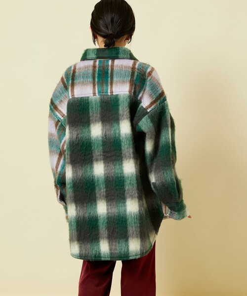 ブラウス シャツ Freada/フリーダ シャギーチェックシャツジャケット レディース Freada ブラウス シャツ Freada/フリーダ シャギーチェック