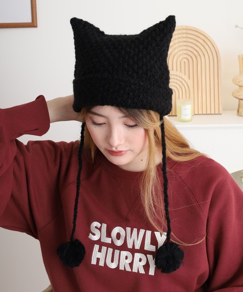 FUNALIVE ニット帽 ニットキャップ RUCCHE ボーダーニット猫耳