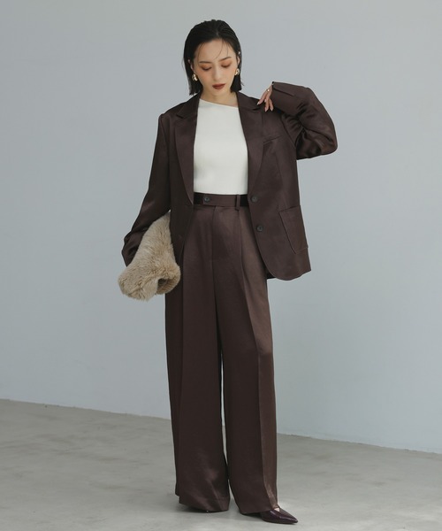 アニュアンス　ベルトデザインサテンパンツ anuans｜ベルトデザインサテンパンツ | Rakuten Fashion(楽天