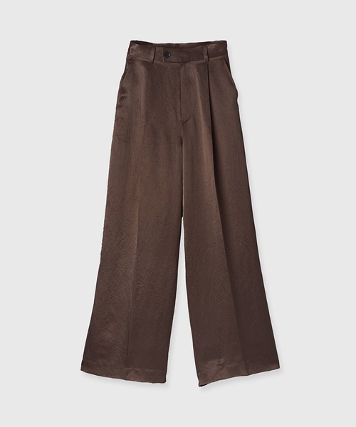 annuans【未使用】ベルトデザイン　サテン　パンツ　ブラウン　茶 anuans パンツ ベルトデザインサテンパンツ レディース