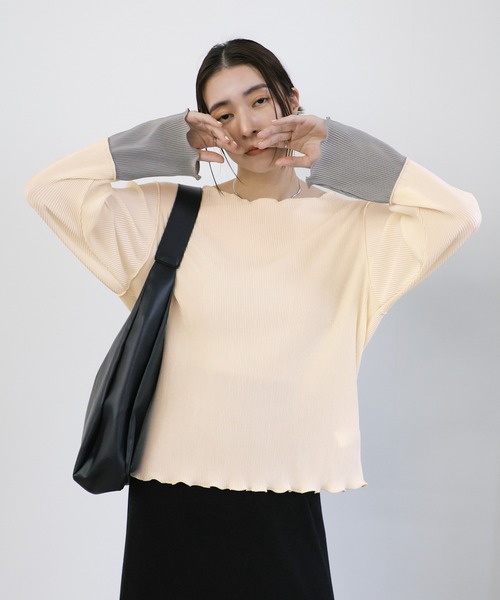 select MOCA（セレクトモカ） tシャツ バイカラースリーブプリーツ