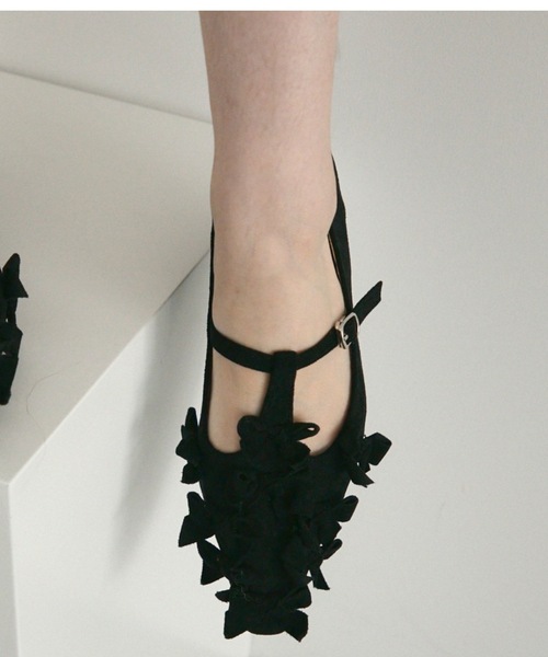 パンプス Pointed Toe Ribbon Flat Pumps / ポインテッドトゥ