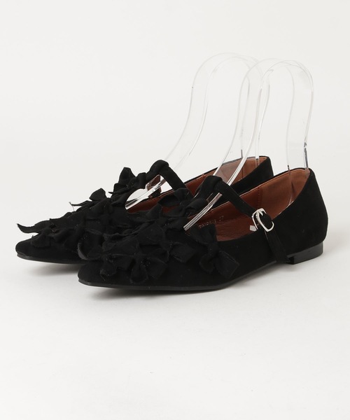 パンプス Pointed Toe Ribbon Flat Pumps / ポインテッドトゥ