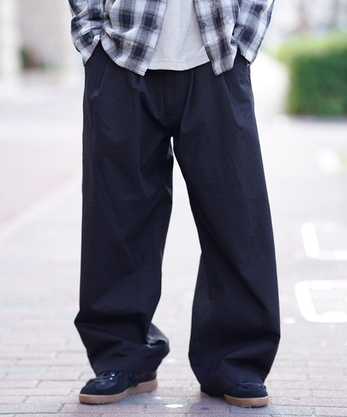 THE MILES パンツ 2タックワイドストレートパンツ メンズ レディース