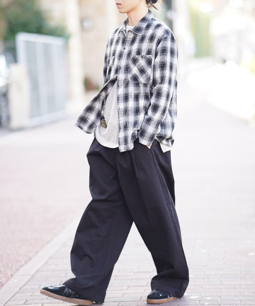 THE MILES パンツ 2タックワイドストレートパンツ メンズ レディース