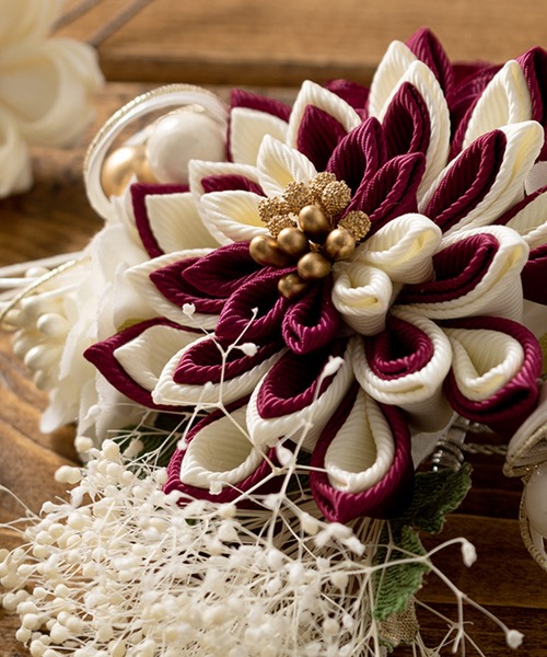 SOUBIEN（創美苑） つまみ細工 flower髪飾り3点セット レディース