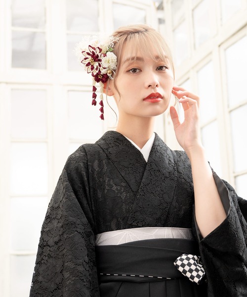 ムー様order髪飾り SOUBIEN（創美苑） 卒業式 つまみ細工 flower髪飾り3点セット