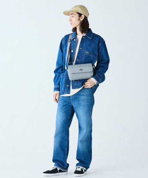 LACOSTE ショルダーバッグ バッグ モノグラム スプリットレザー