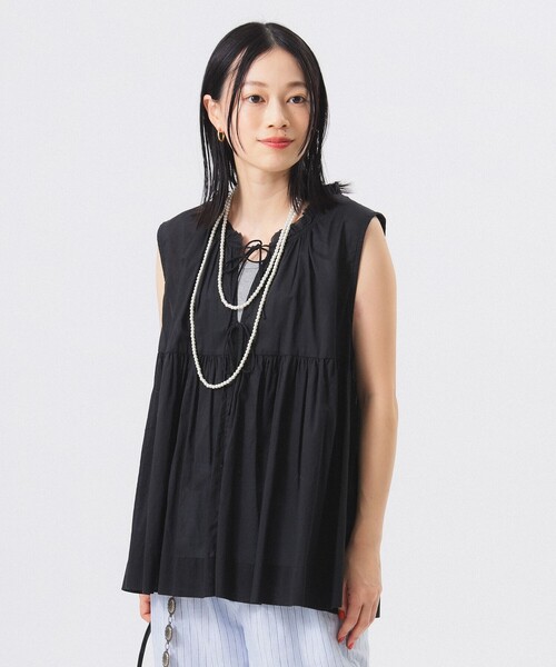 BEAMS BOY  コットン ギャザー ノースリーブ　ブラウス BEAMS BOY（ビームスボーイ）の「BEAMS BOY / コットン ギャザー