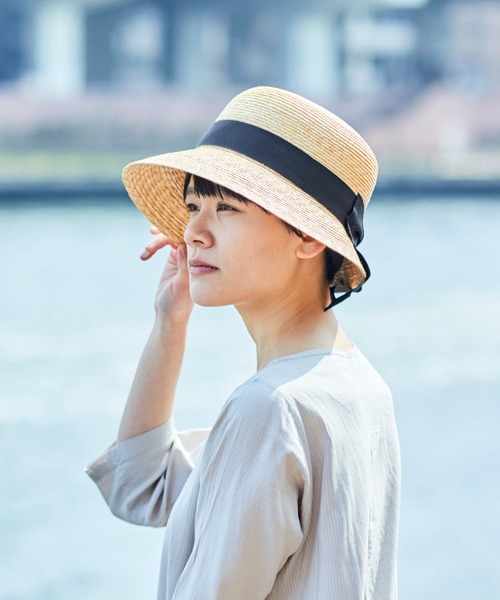 田中帽子店 ベージュ 麦わら帽子 Anne(アンヌ) 田中帽子店 Anne（アンヌ）つば（短）中麦女優帽 ストローハット