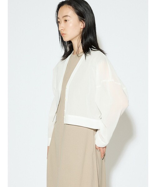 MIDIUMISOLID / ミディウミソリッド MIDIUMISOLID for Ladies シアーボイルVネックカーディガン MIDIUMISOLID カーディガン for Ladies シアーVネック