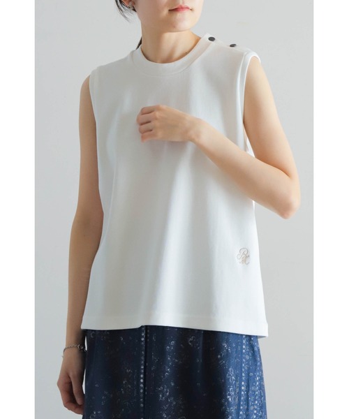 tシャツ コットンフライス　肩釦タンクトップ レディース