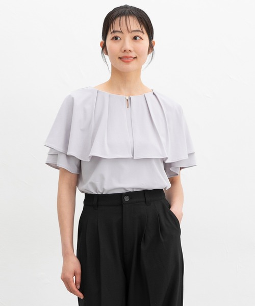 tシャツ 「接触冷感」・「UVカット」バウンスカフスプルオーバー レディース Honeys tシャツ 「接触冷感・UVカット・ハニさら」ケープ風