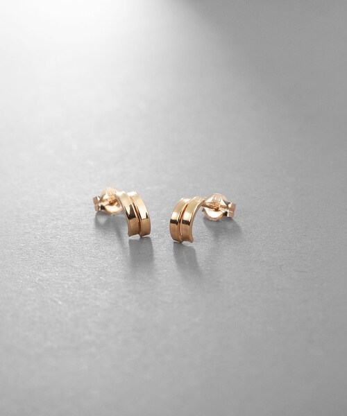 ピアス K10ダブルアーチピアス レディースの画像