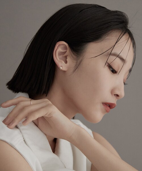 ピアス K10ダブルアーチピアス レディースの画像