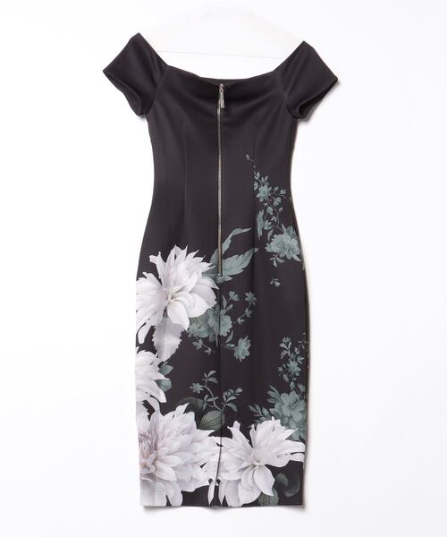 「Ted Baker」 花柄半袖ワンピース 0 ブラック レディース_画像2