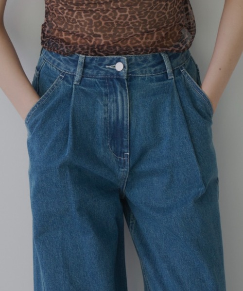 [PERNA] обработка Denim брюки MEDIUM голубой женский 