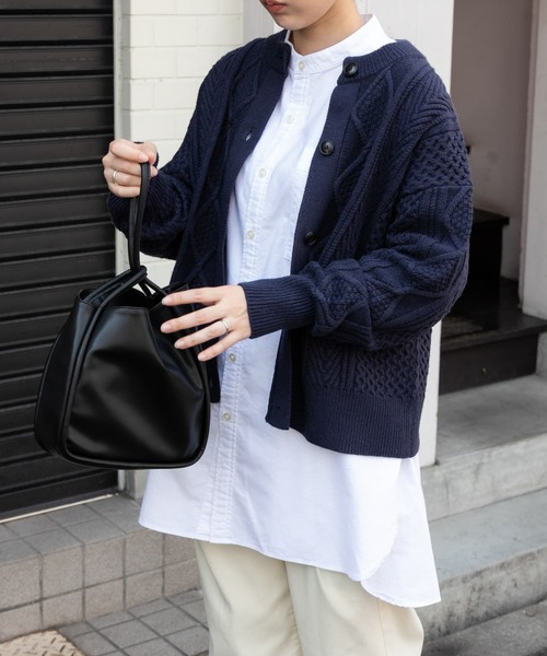 「FORK&SPOON」 ニットカーディガン 1 グレー レディース_画像3