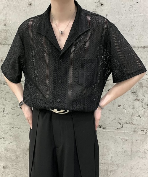 link lot シャツ オープンカラーレースシャツ メンズ : ZOZOTOWN