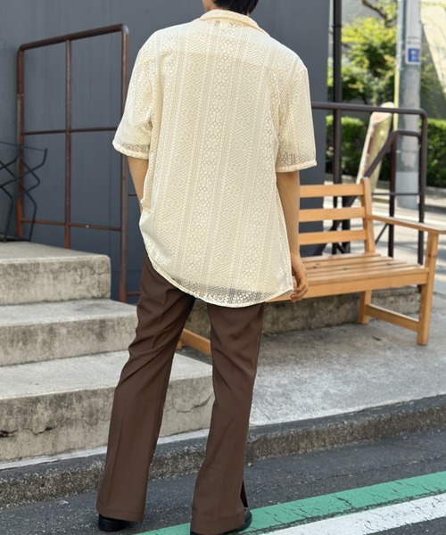 レースシャツ link lot シャツ オープンカラーレースシャツ メンズ : ZOZOTOWN